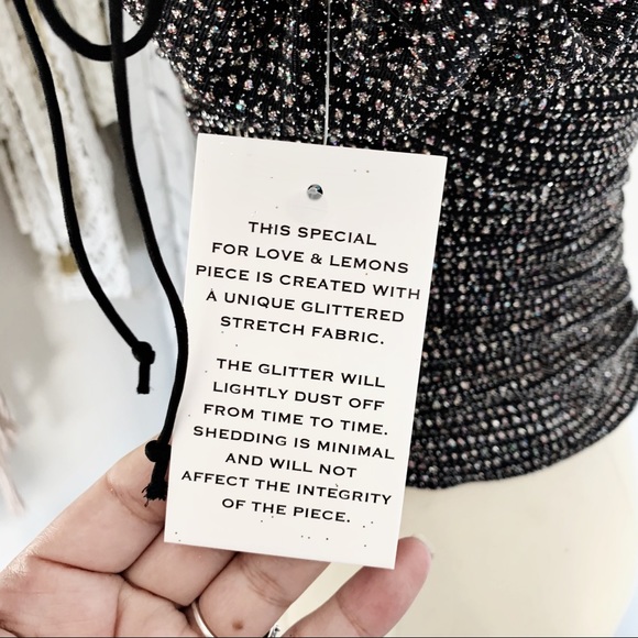 For Love & Lemon Ava Glitter Crop Top in Metallic - Picture 5 of 8